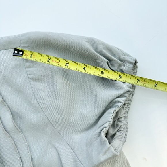 RW & CO Women’s Vintage Grey Jacket Short Sleeve Ruffled Collar 100% Ramie Large - Picture 5 of 15